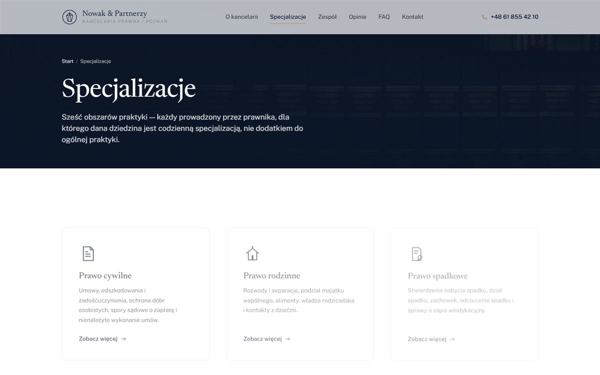 Strona internetowa kancelarii Nowak i Partnerzy